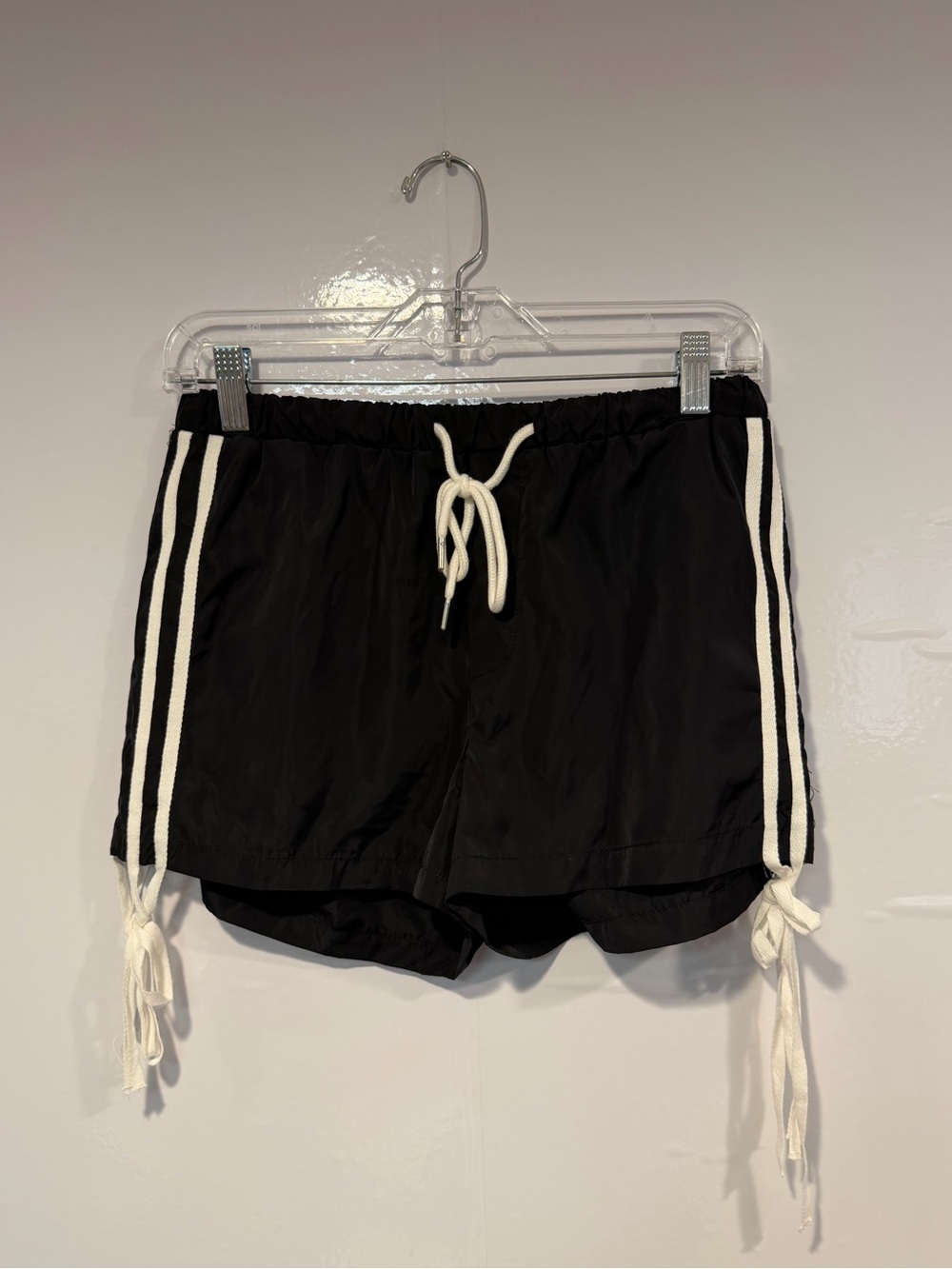Black Love Tree Drawstring Side-Stripe Shorts